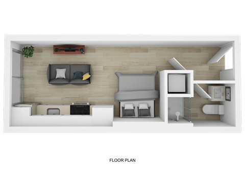 Floor plan for studio, 1 bath, 326 sqft